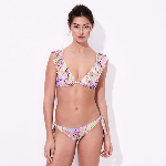 Resim Kadın Rainbow Flowers Flamme Bikini Altı Mor