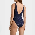 Resim Kadın Fashion Jacquard Fleur Broderie Anglaise Mayo Lacivert
