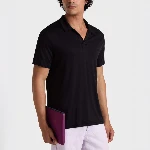 Picture of Erkek Pirinol Tencel Polo Siyah